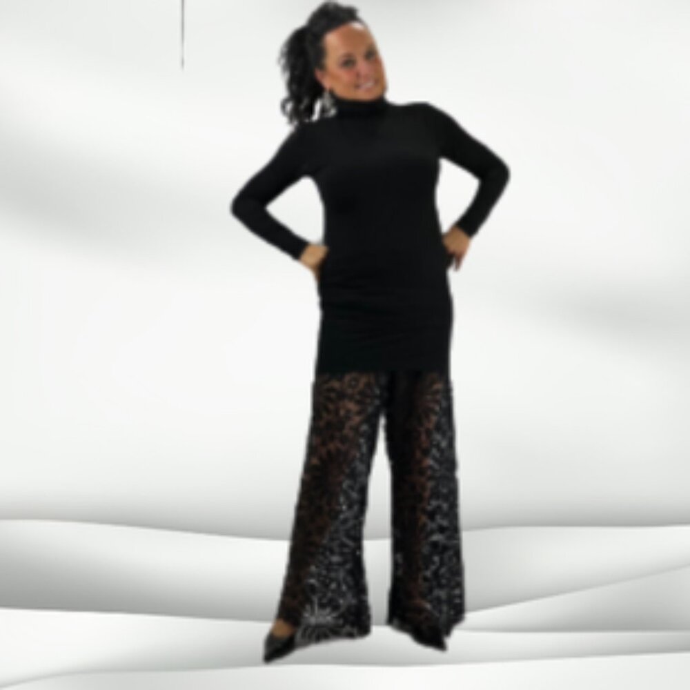 BLACK LACE PANTS - Picture 2 of 2